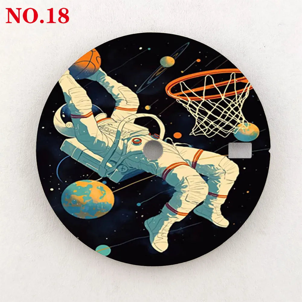 28.5mm watch dial NH35 dial astronaut custom dial color printing watch components compatible with NH35/36 movement