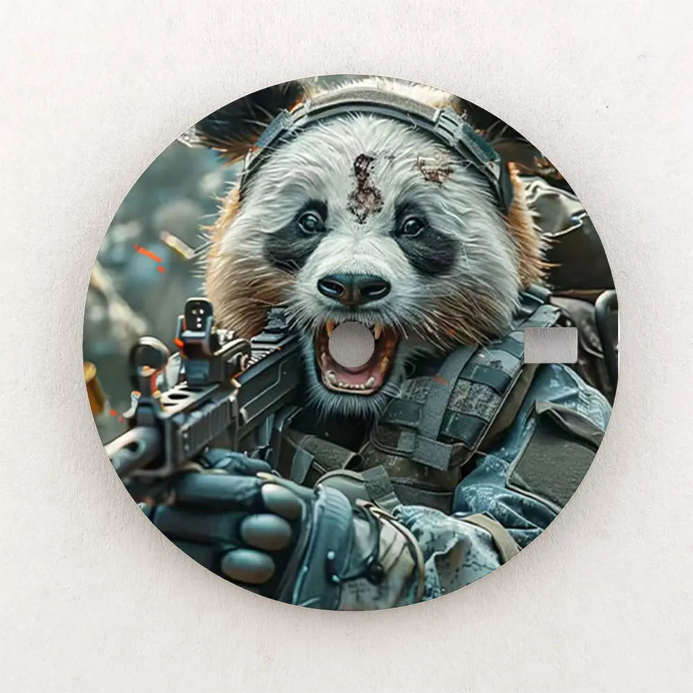 Watch dial 28.5mm NH35 dial custom-made Panda Warrior dial, color printing, watch components are suitable for NH35/36 movement