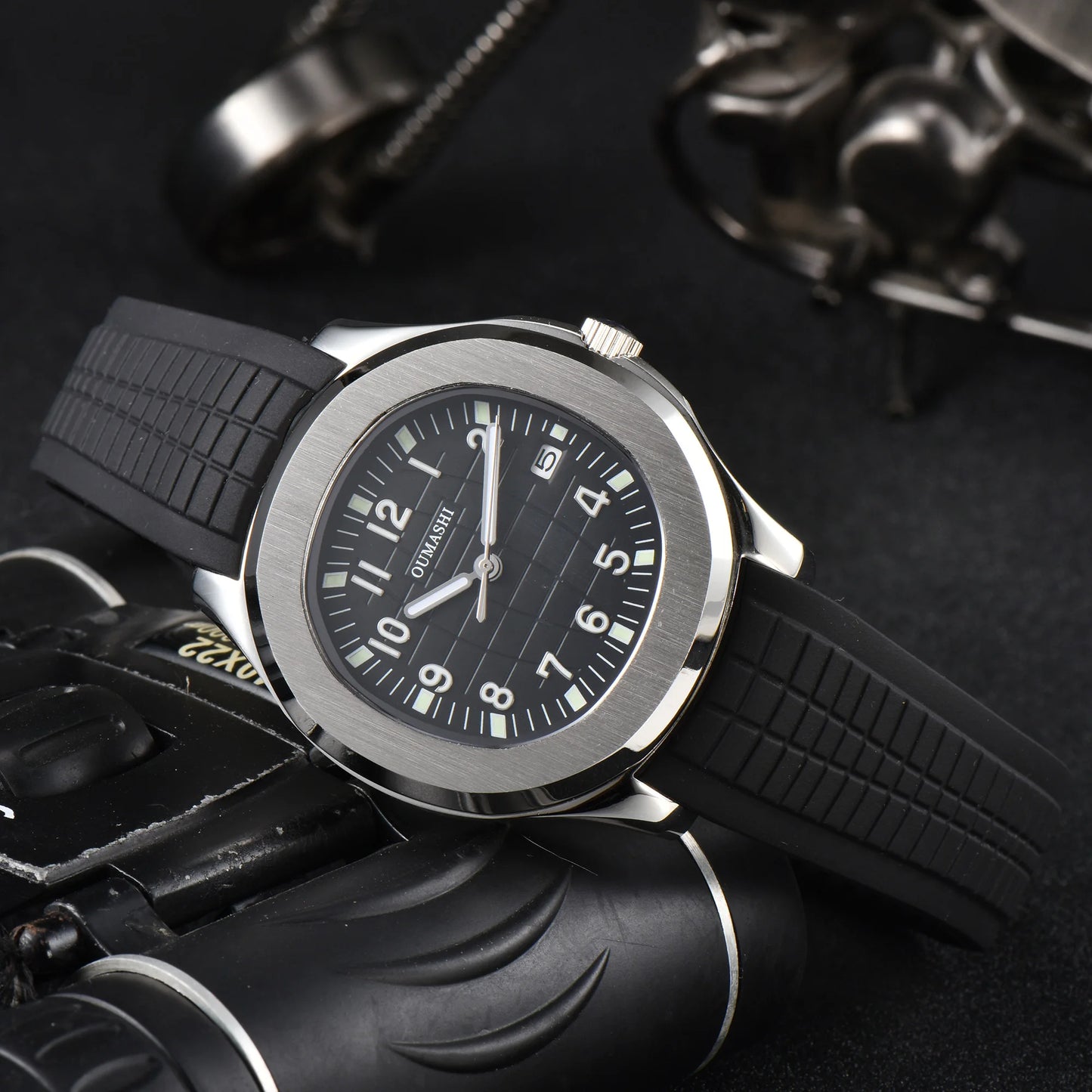 Men's Automatic Mechanical Watch NH35A Movement Stainless Steel Sapphire Glass Waterproof 10ATM Watch Rubber bracelet 21mm