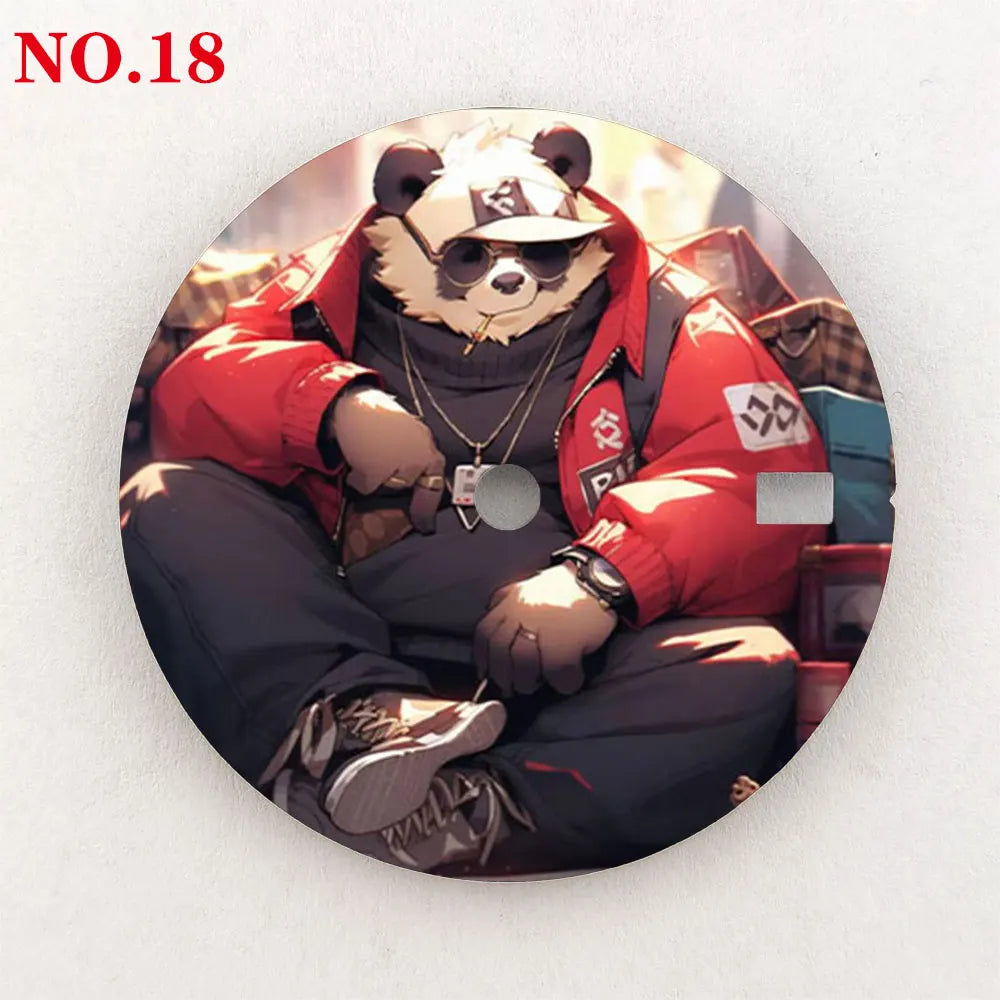 Watch dial 28.5mm NH35 dial custom-made Panda Warrior dial, color printing, watch components are suitable for NH35/36 movement