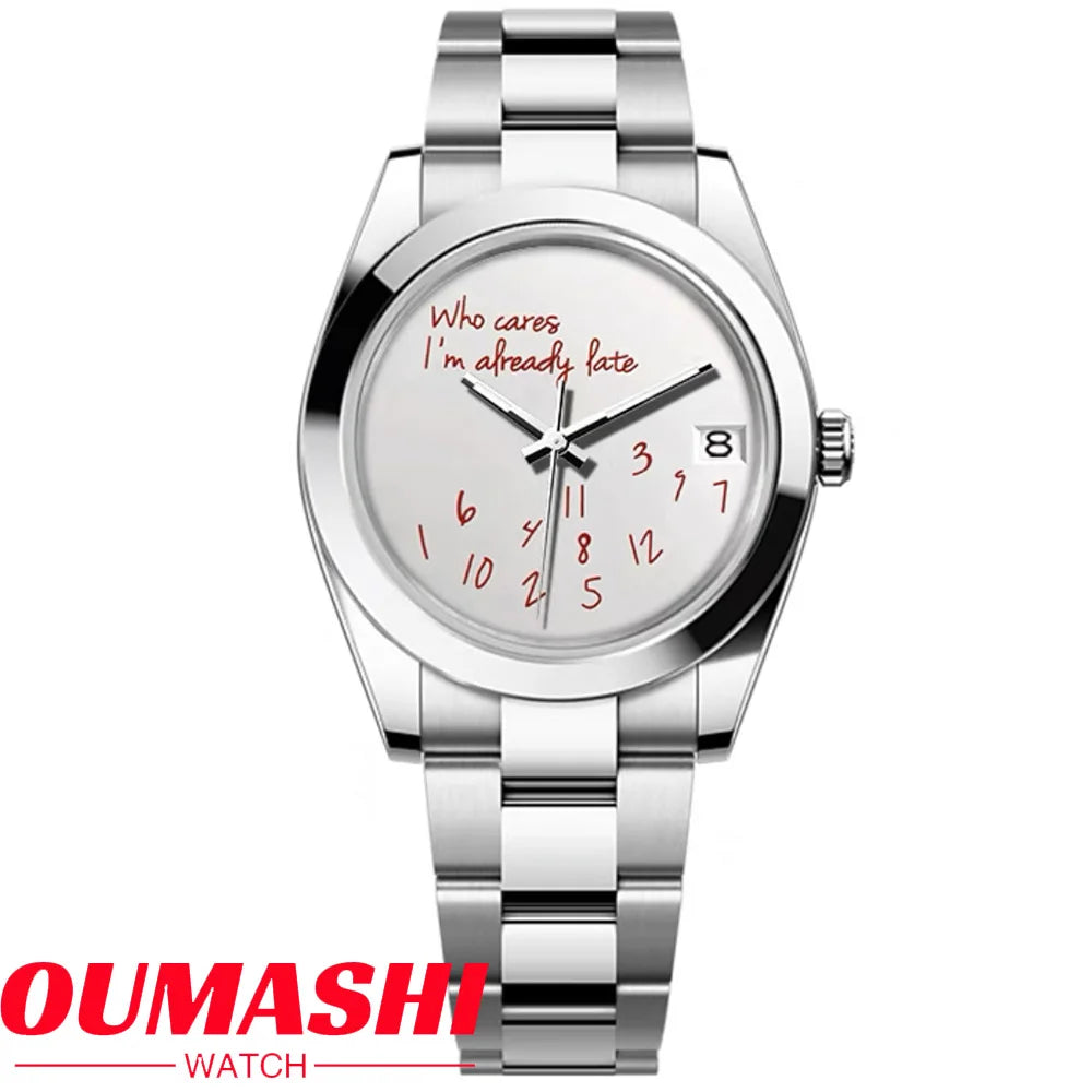 NH Series 35 Watch For Who cares im already late NH35 Automatic Movement Sapphire Crystal 39mm NH35 No Logo Watches man