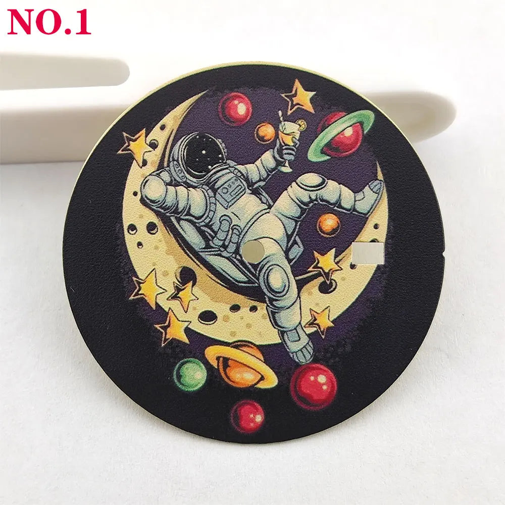 Astronaut element 35mm dial NH35 dial Creative color-printed series dial is suitable for NH35/36 movement watch accessories