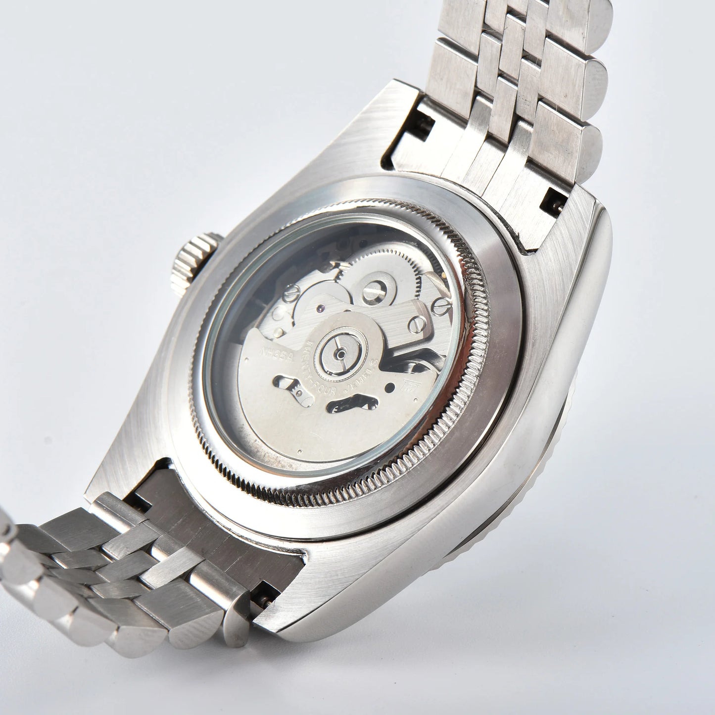 Men's 36mm/39mm Watches NH35 Automatic Movement Silver Case White Dial Blue AR Sapphire Glass Date Stainless Steel Strap