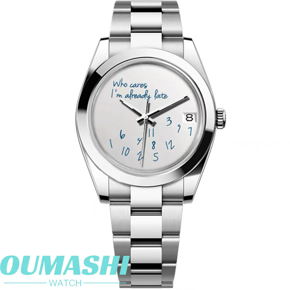 NH Series 35 Watch For Who cares im already late NH35 Automatic Movement Sapphire Crystal 39mm NH35 No Logo Watches man