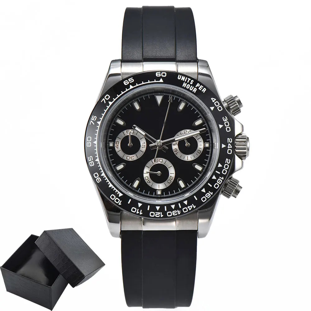 Men's 4130 Automatic Watch Automatic Chronograph Code Watch Stainless Steel sapphire Glass Luxury rubber strap Sports Men's watc