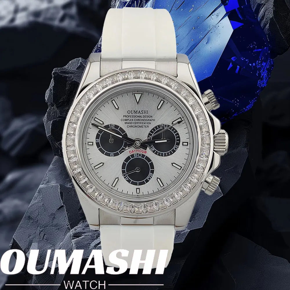 men 4130 watches sapphire Glass GEM automatic mechanical watch 39.3mm 4130 movement men's chronograph watch Waterproof 10ATM