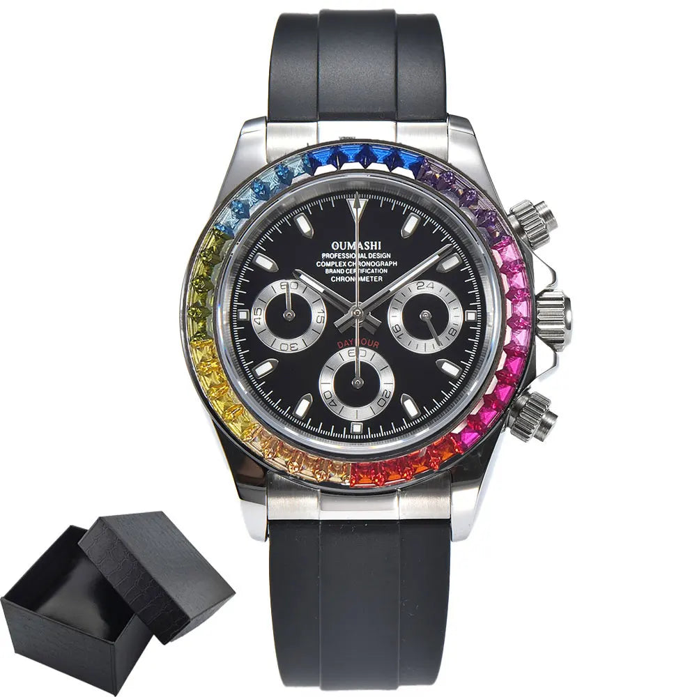 men 4130 watches sapphire Glass GEM automatic mechanical watch 39.3mm 4130 movement men's chronograph watch Waterproof 10ATM