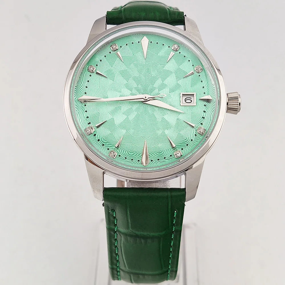 40.5mm Men's fashion watch Gemstone Series NH35 Automatic mechanical Men's Watch 10ATM Mineral glass waterproof leather strap