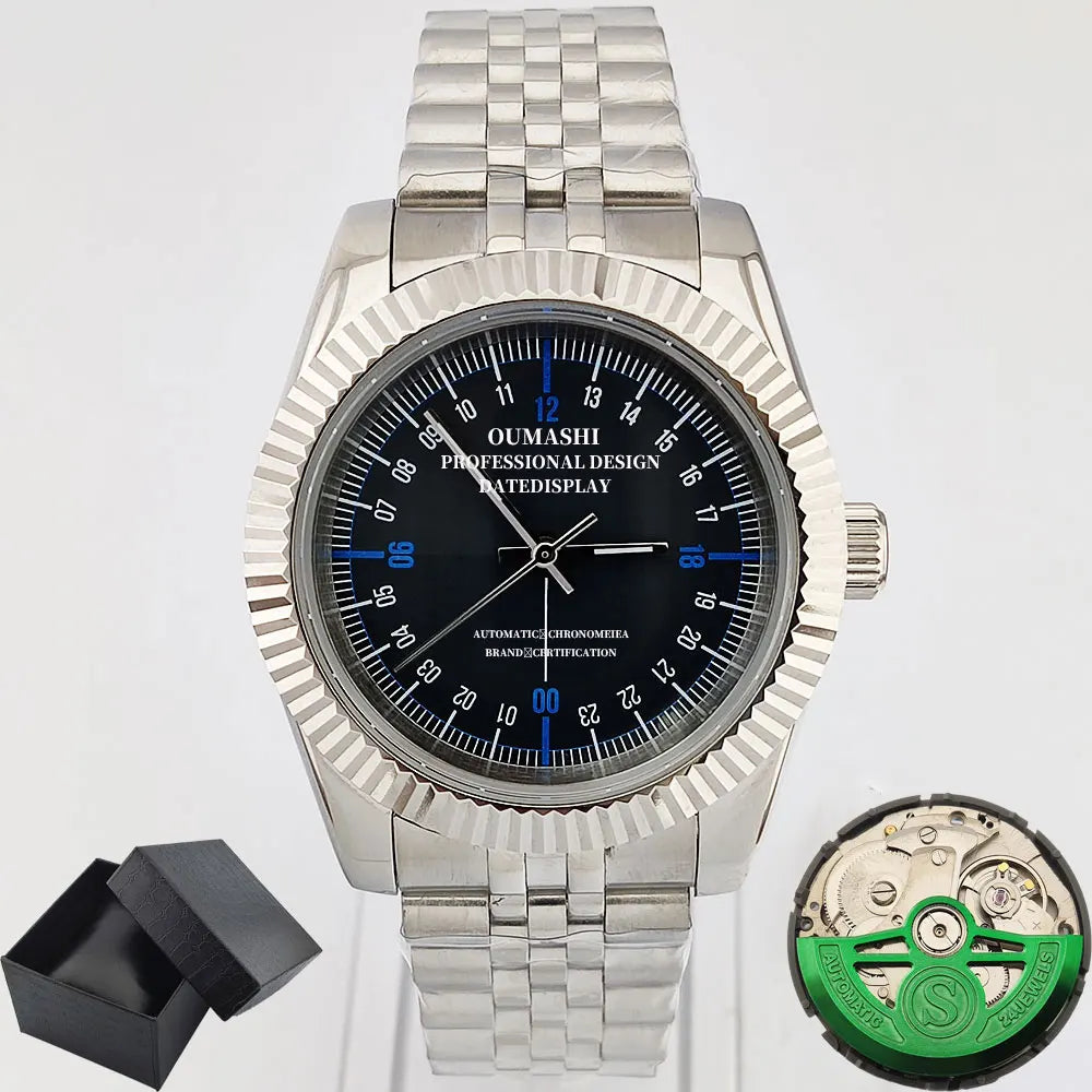 New 36mm/39mm watch NH35A automatic mechanical luxury Sapphire C3 luminous waterproof 100 m RELOJ 24-hour watch OUMASHI brand