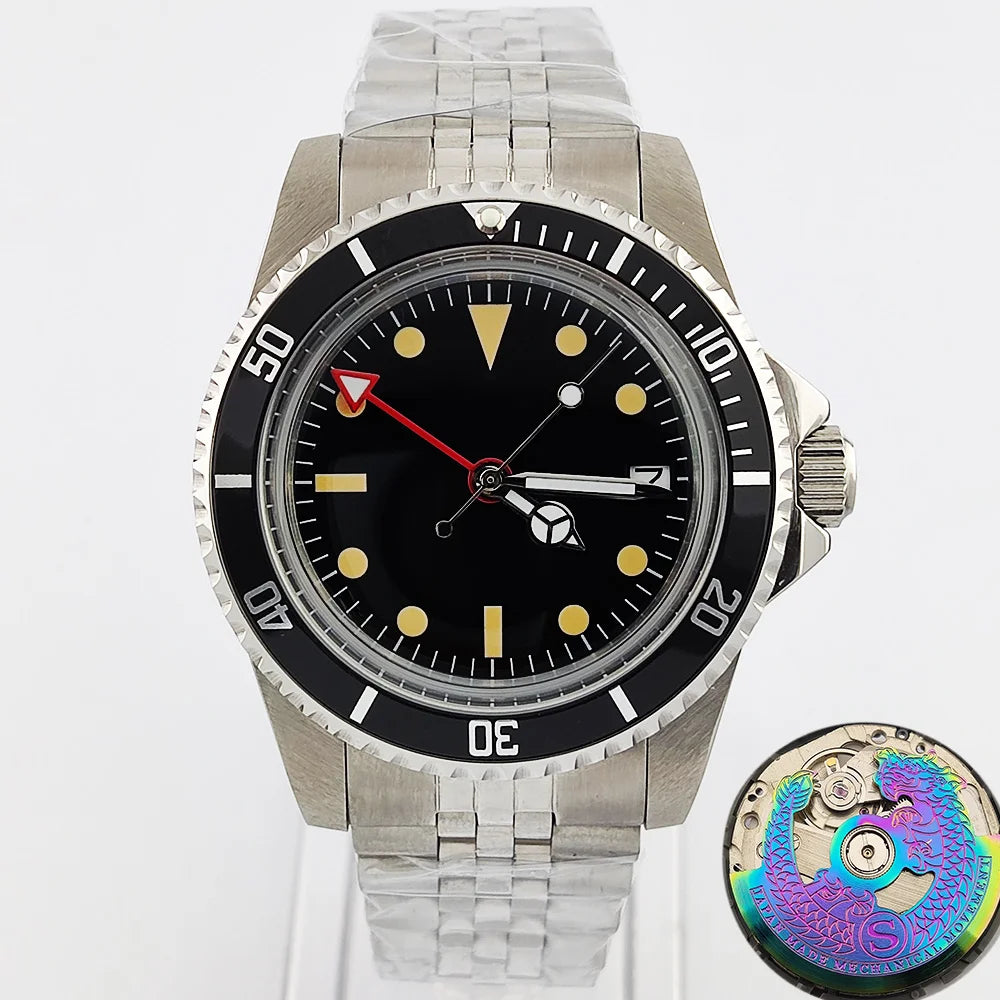 NH34GMT Men's 120 clicks bezel Waterproof Luxury Men's 39.5mm domed glass Mechanical Clock Dive NH34 modify Automatic watch