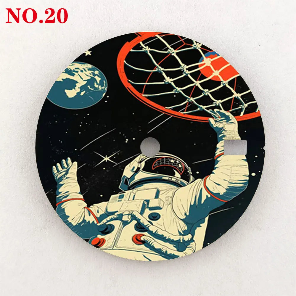 28.5mm watch dial NH35 dial astronaut custom dial color printing watch components compatible with NH35/36 movement