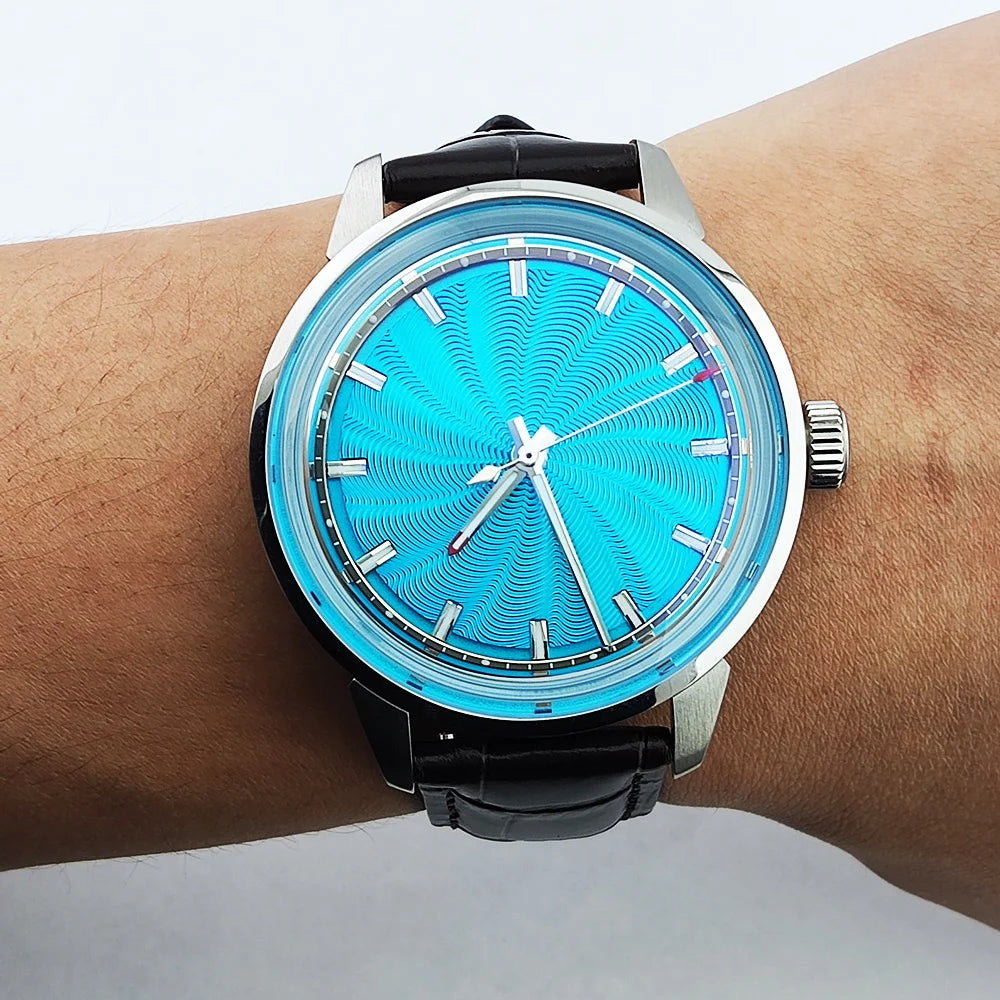 MIYOTA 8215 watches men 42mm Automatic mechanical movement 316L stainless steel case Green Glow men's luxury BLUE watch