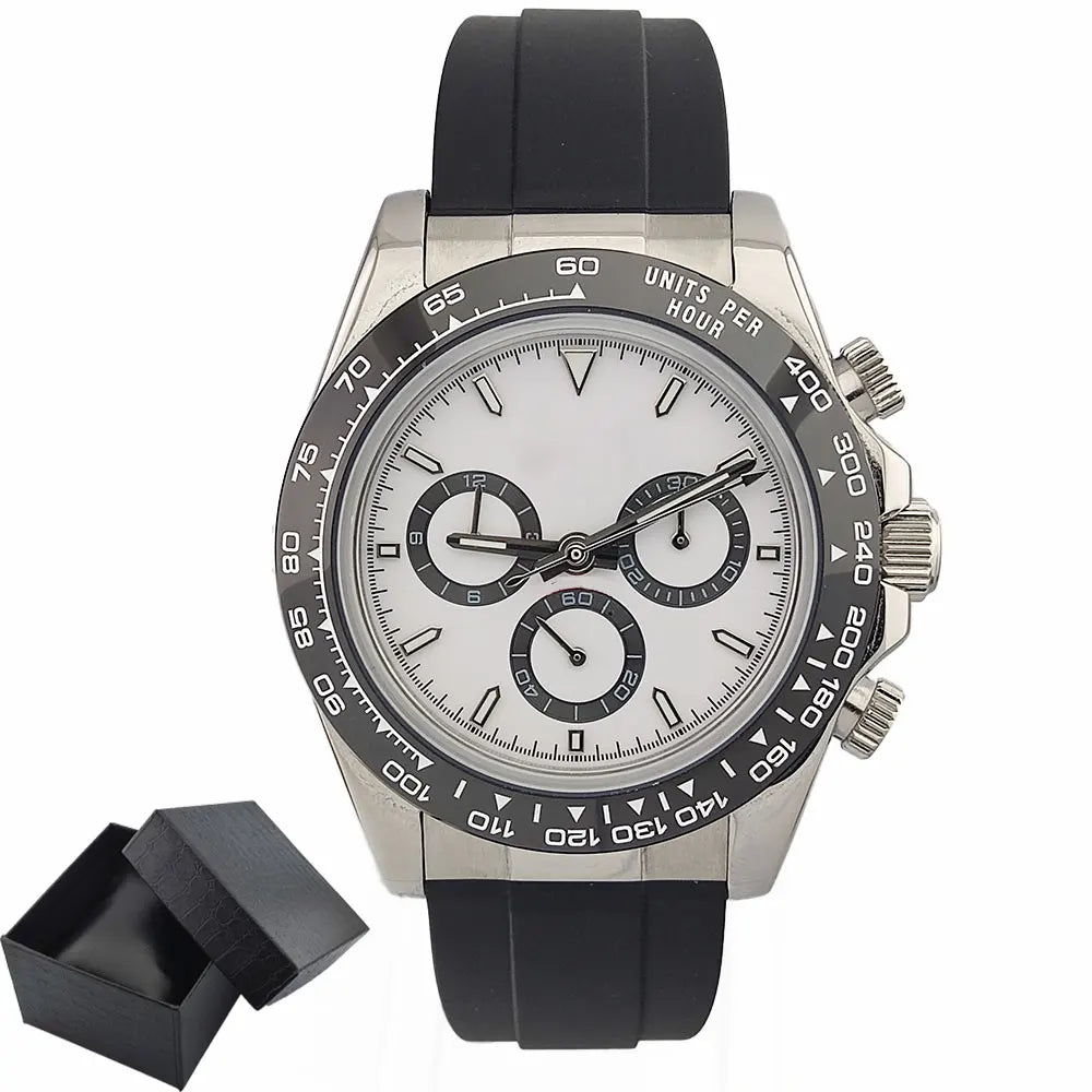 Men's 4130 Automatic Watch Automatic Chronograph Code Watch Stainless Steel sapphire Glass Luxury rubber strap Sports Men's watc