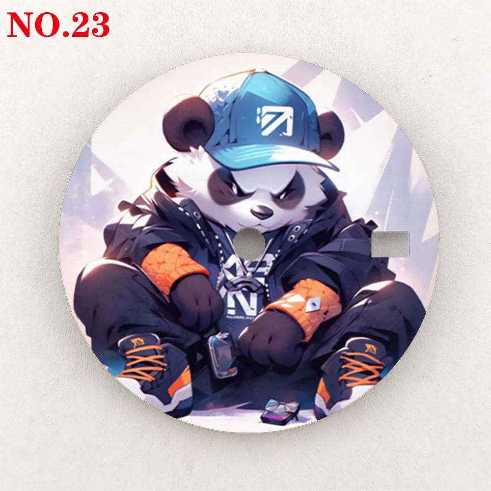 Watch dial 28.5mm NH35 dial custom-made Panda Warrior dial, color printing, watch components are suitable for NH35/36 movement