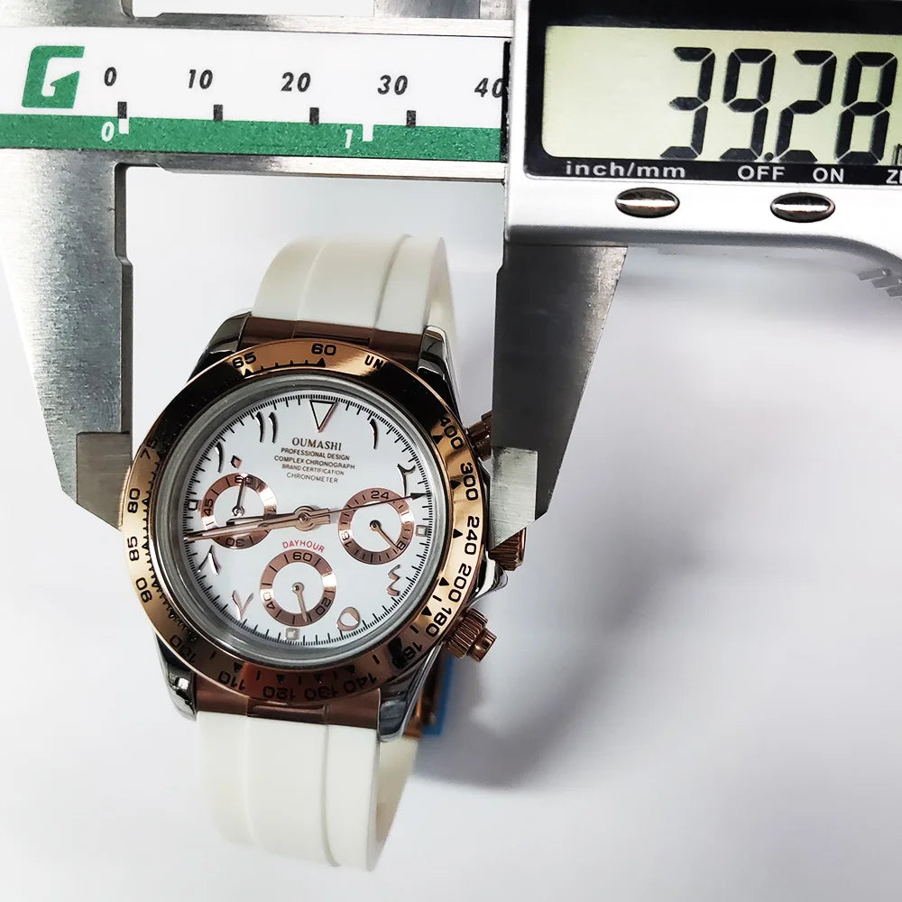 VK63 watch 39.3mm men's watch Stainless steel waterproof Sport VK63 Quartz movement watch sapphire Chronograph Rubber bracelet
