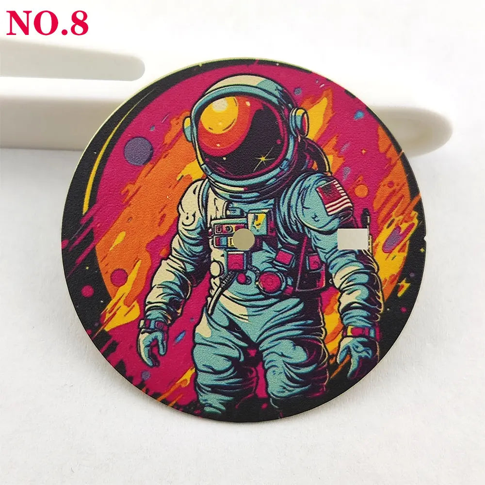 Astronaut element 35mm dial NH35 dial Creative color-printed series dial is suitable for NH35/36 movement watch accessories