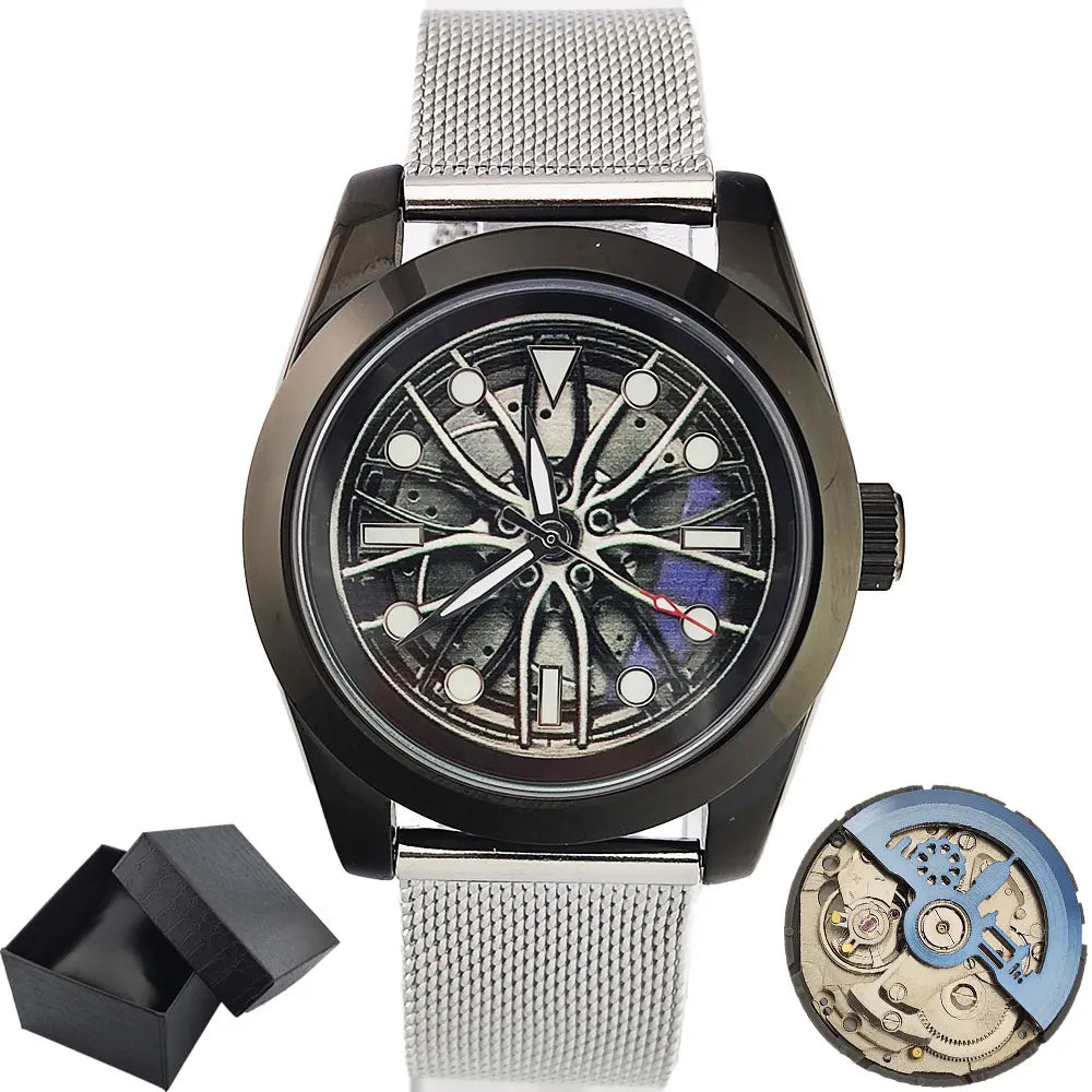 NH35 WATCH Men Watches Waterproof Rotary Sport Car Rim Man Luxury Watch Fashion Stainless Steel Men's mechanical watch