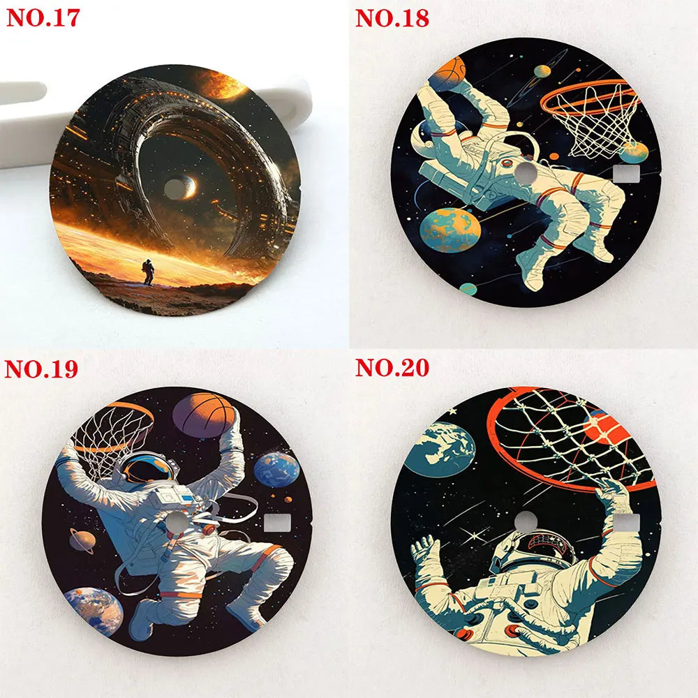 28.5mm watch dial NH35 dial astronaut custom dial color printing watch components compatible with NH35/36 movement