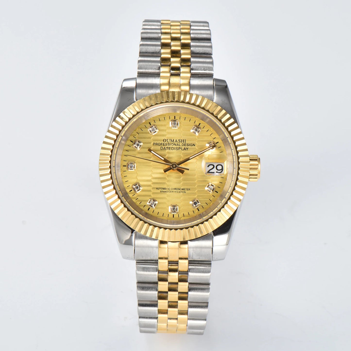 Business 36mm/39mm Men's watch NH35A Automatic movement Gold case Roman dial Blue AR Sapphire glass date stainless steel strap
