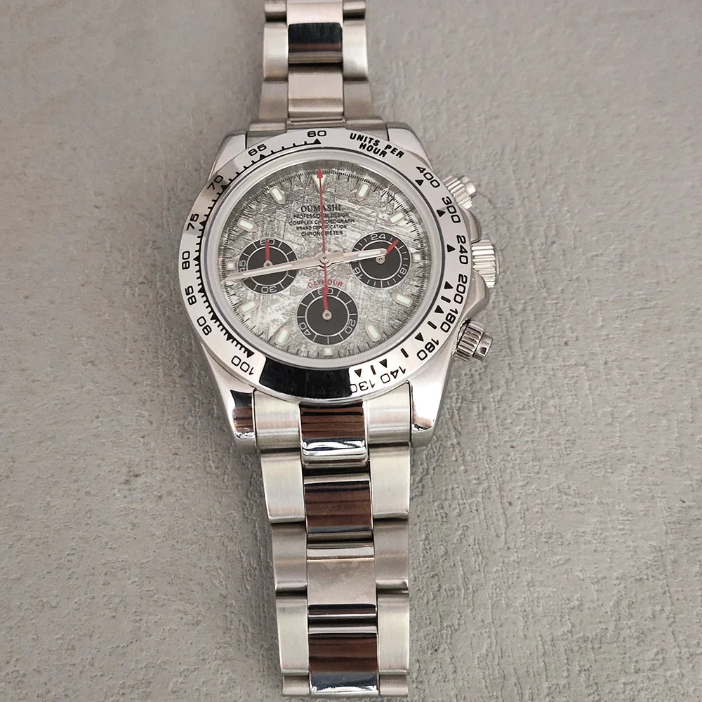 Luxury 39.3mm quartz Chronograph Business Watch Men's VK63 Sport Sapphire Glass Meteorite dial Ceramic bezel vk63 watch