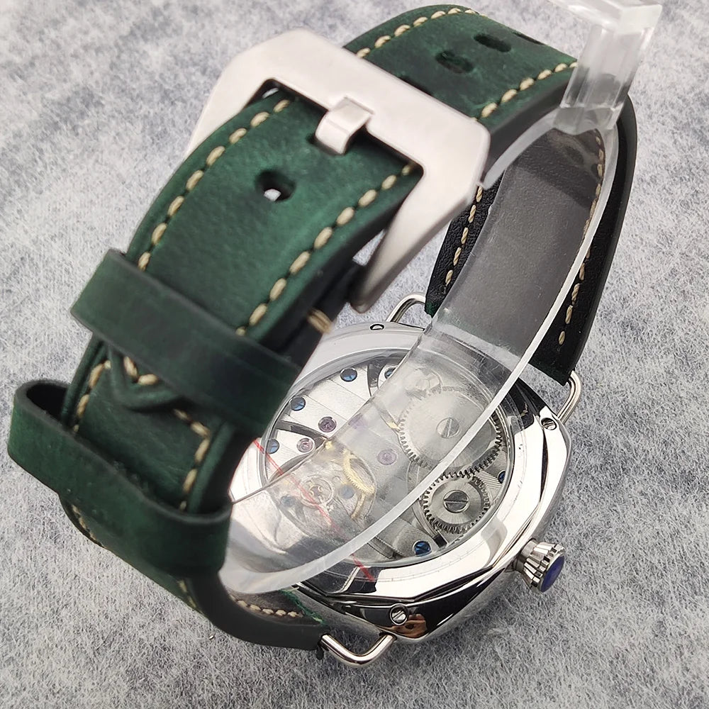 Watches 45mm Men's Manual Mechanical Watch FIT ST3600/eta6497 Movement Retro Style Luminous Mineral Glass 10ATM Water Resistance