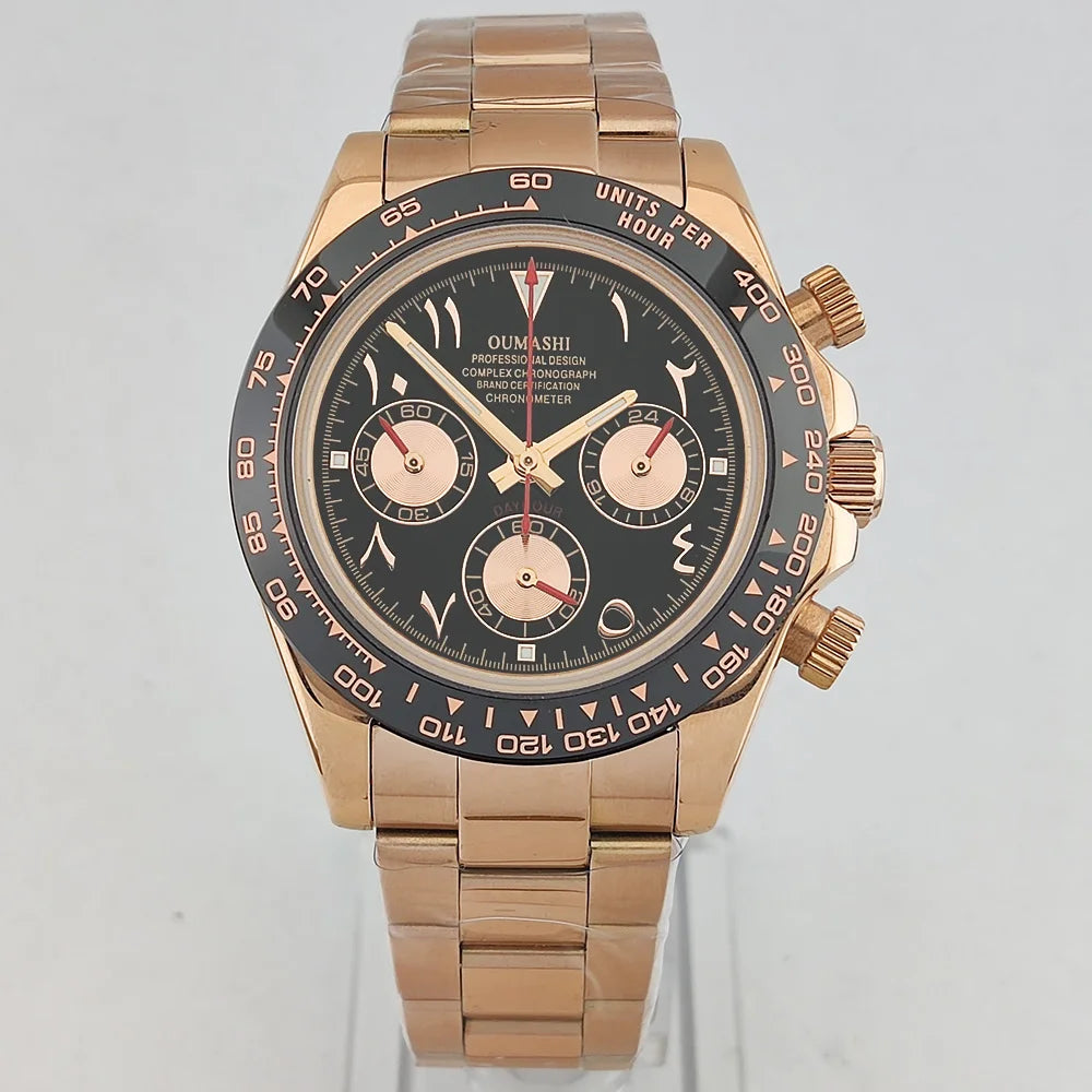 VK63 WATCH 39.3MM Casual Vk63 Quartz Movement Watch Men's waterproof steel case Arabian Dial Chronograph Luminous watch