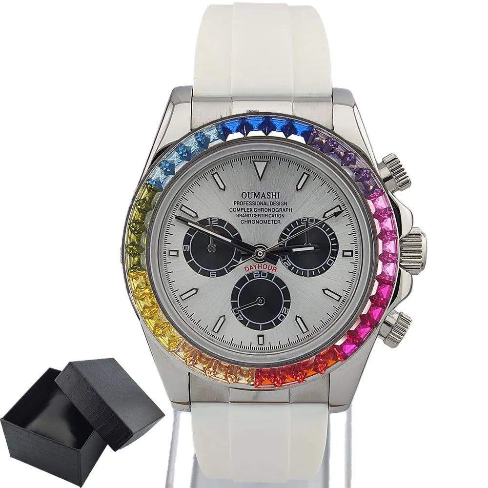 men 4130 watches sapphire Glass GEM automatic mechanical watch 39.3mm 4130 movement men's chronograph watch Waterproof 10ATM