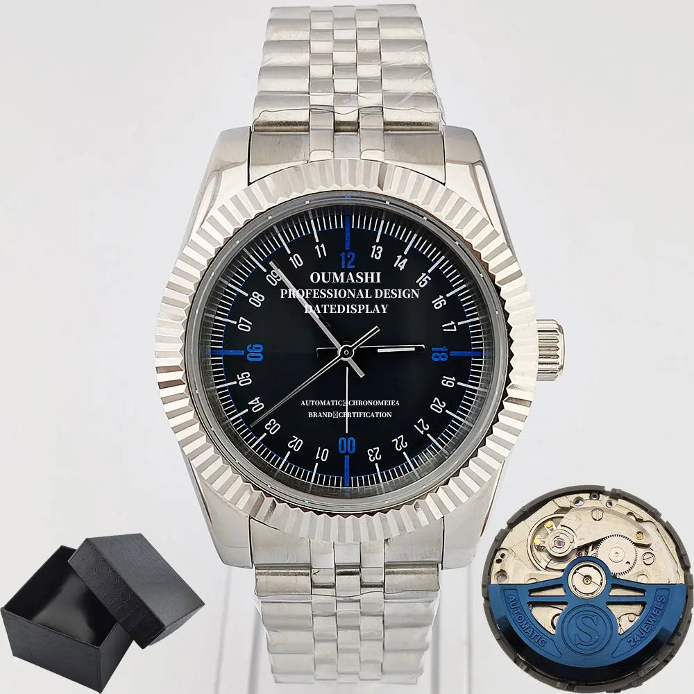New 36mm/39mm watch NH35A automatic mechanical luxury Sapphire C3 luminous waterproof 100 m RELOJ 24-hour watch OUMASHI brand