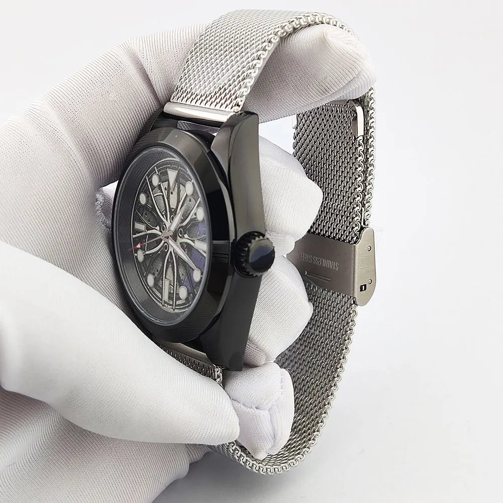NH35 WATCH Men Watches Waterproof Rotary Sport Car Rim Man Luxury Watch Fashion Stainless Steel Men's mechanical watch