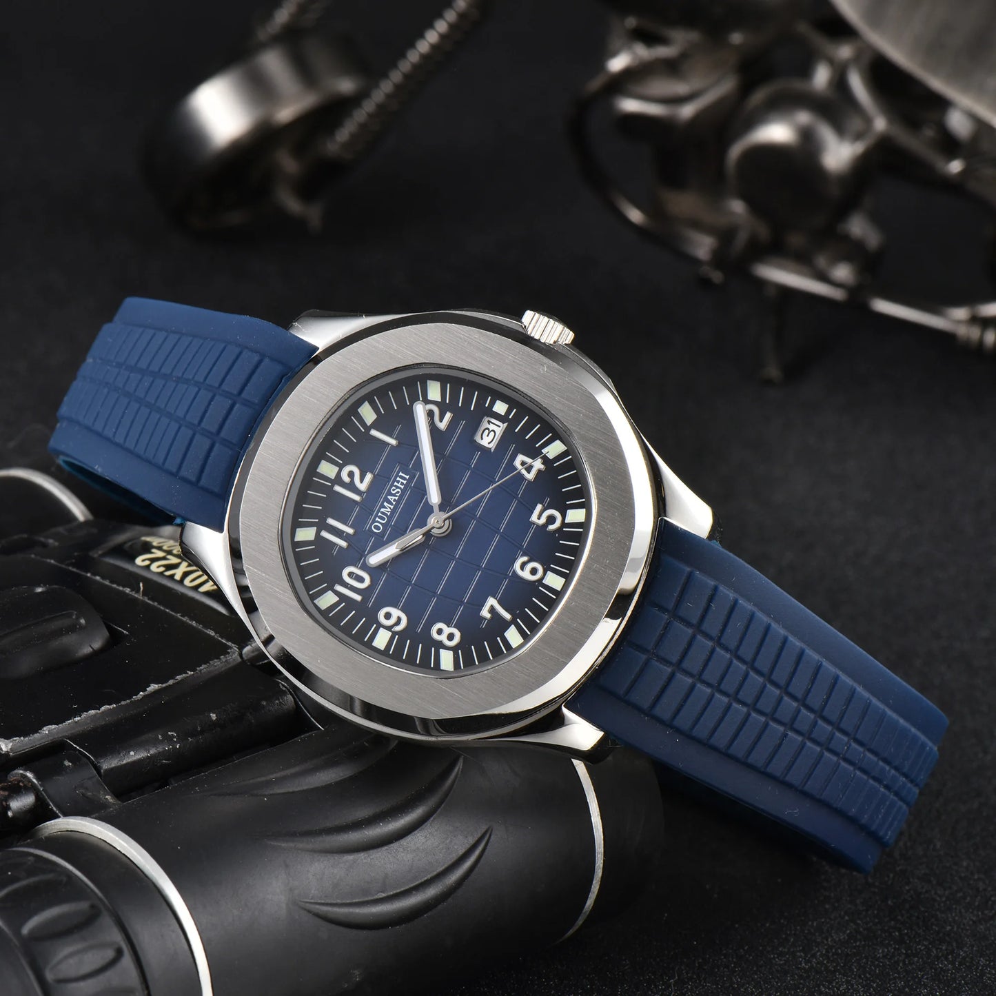 Men's Automatic Mechanical Watch NH35A Movement Stainless Steel Sapphire Glass Waterproof 10ATM Watch Rubber bracelet 21mm