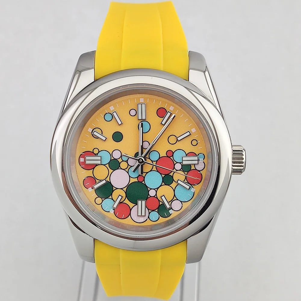 36mm/39mm Men's and women watches color bubble watch NH35 Mechanical watch sapphire glass waterproof watch rubber bracelet 20mm