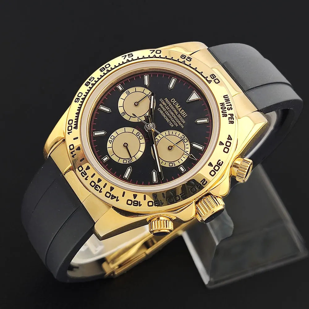 Luxury men's watch gold Chronograph Equation Racing Men Automatic Mechanical Watch Waterproof 10ATM Sapphire 4801 4130 Movement
