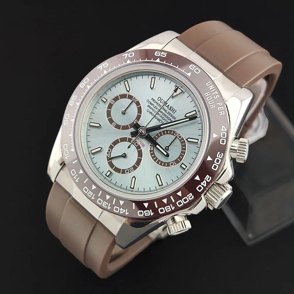 Men's 4130 Automatic Watch Automatic Chronograph Code Watch Stainless Steel sapphire Glass Luxury rubber strap Sports Men's watc