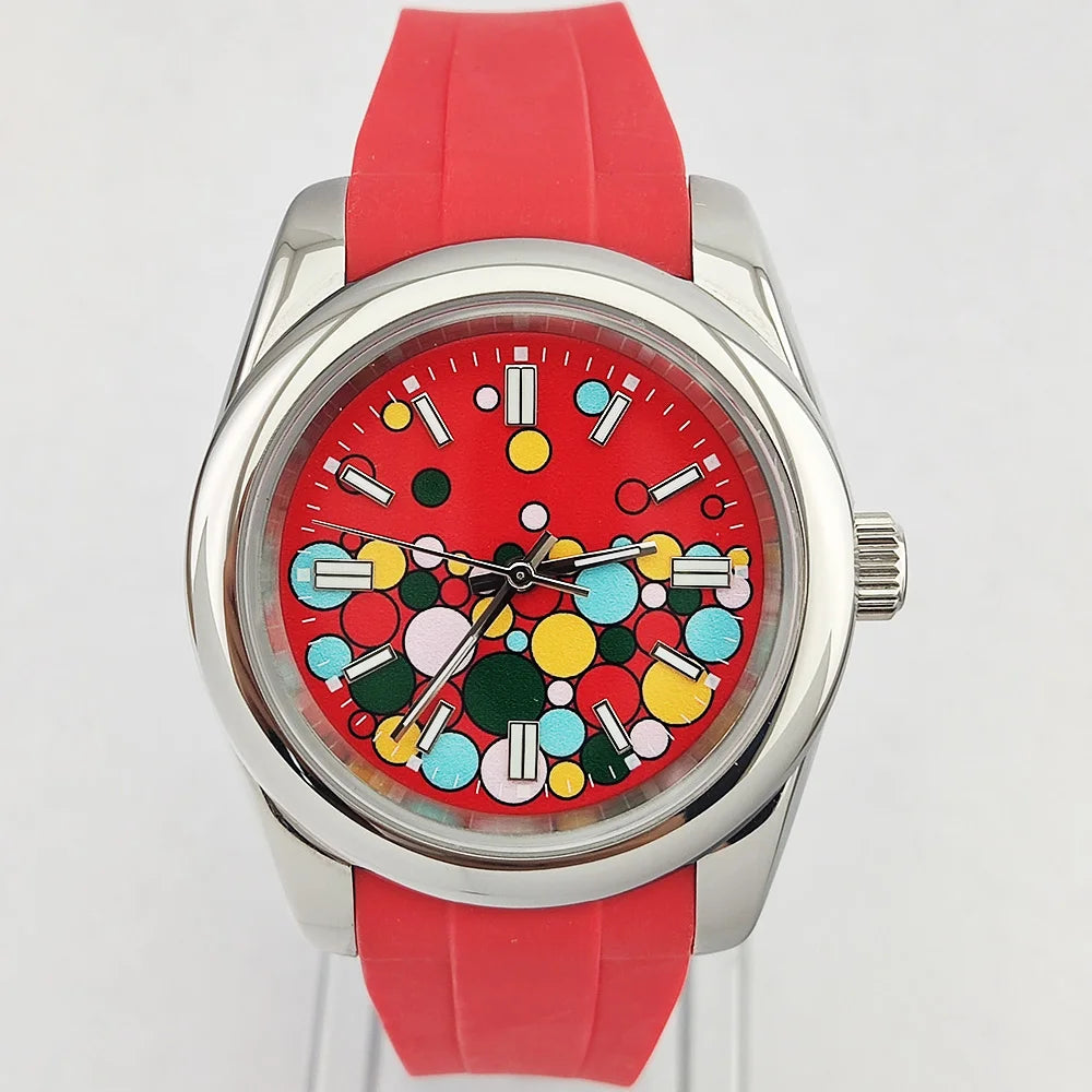 36mm/39mm Men's and women watches color bubble watch NH35 Mechanical watch sapphire glass waterproof watch rubber bracelet 20mm