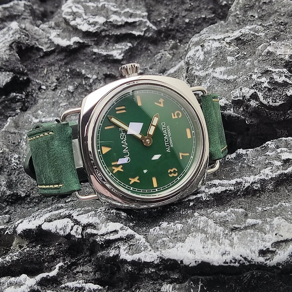 Watches 45mm Men's Manual Mechanical Watch FIT ST3600/eta6497 Movement Retro Style Luminous Mineral Glass 10ATM Water Resistance