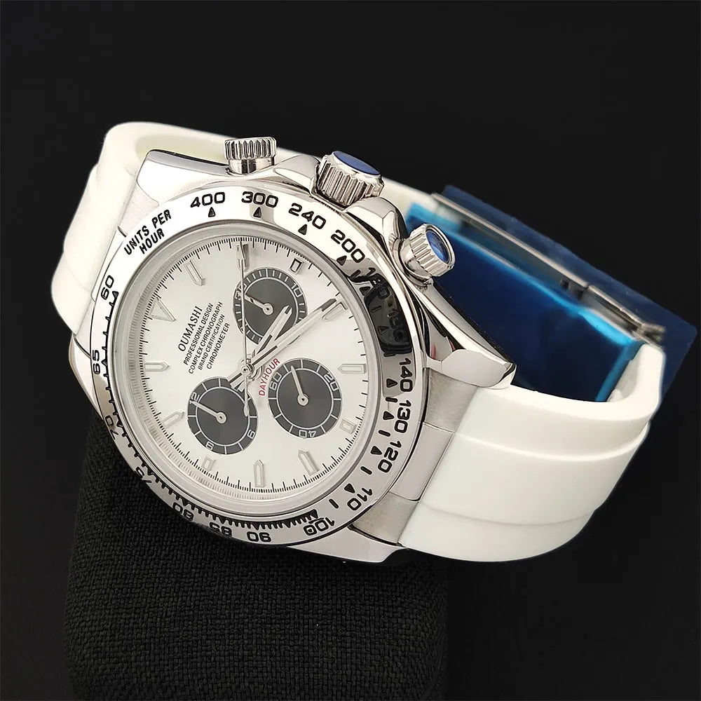 Men's 4130 Automatic Watch Automatic Chronograph Code Watch Stainless Steel sapphire Glass Luxury rubber strap Sports Men's watc