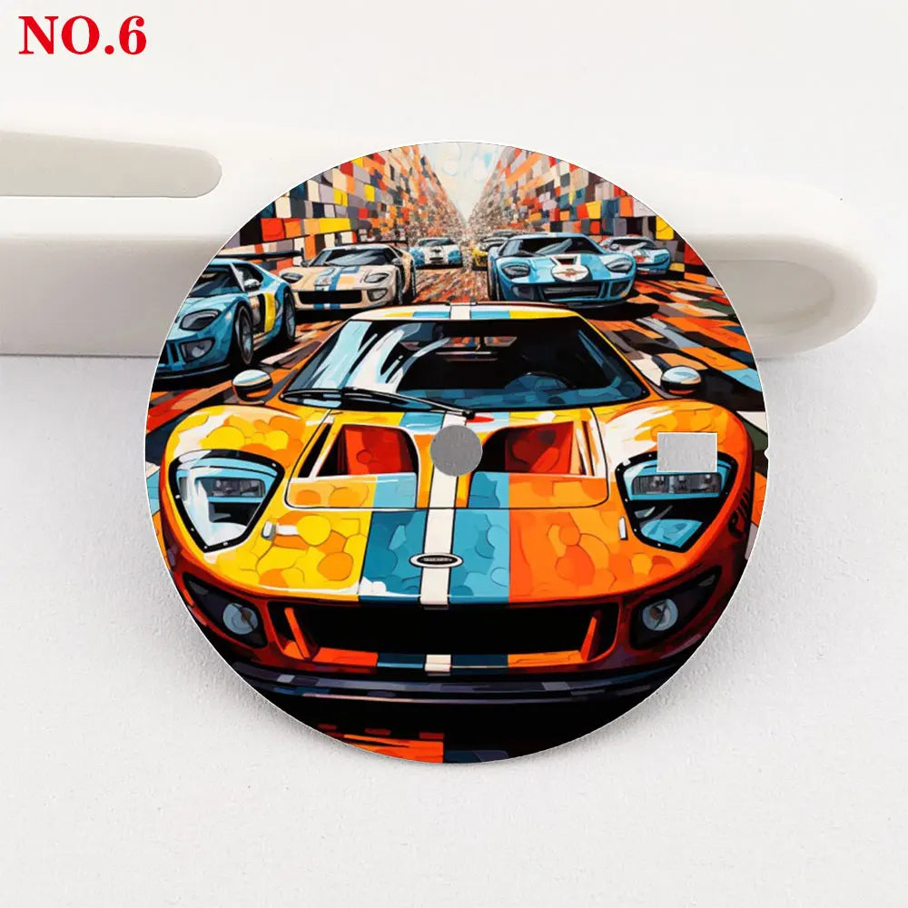 The 28.5mm dial NH35 dial sports car creative color-printed series dial is suitable for NH35/36 movement wristwatch accessories