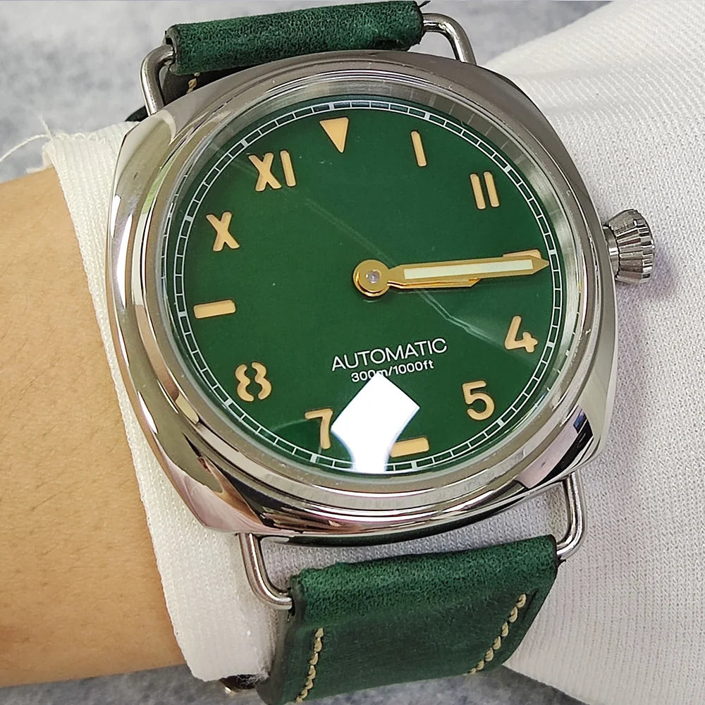Watches 45mm Men's Manual Mechanical Watch FIT ST3600/eta6497 Movement Retro Style Luminous Mineral Glass 10ATM Water Resistance