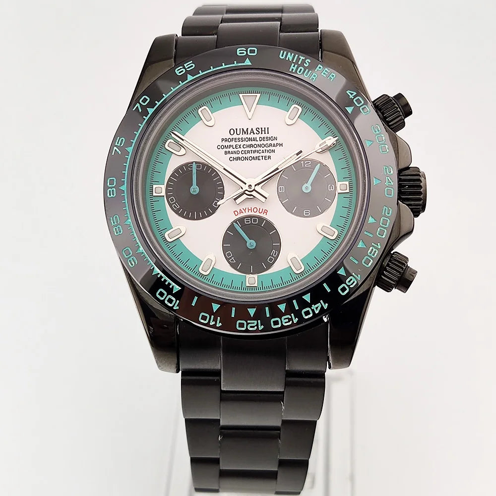 luxury 39.3mm watches VK63 Watch New Custom dial Men's watch Luxury quartz watch VK63 Sport Chronograph Sapphire Glass watch men