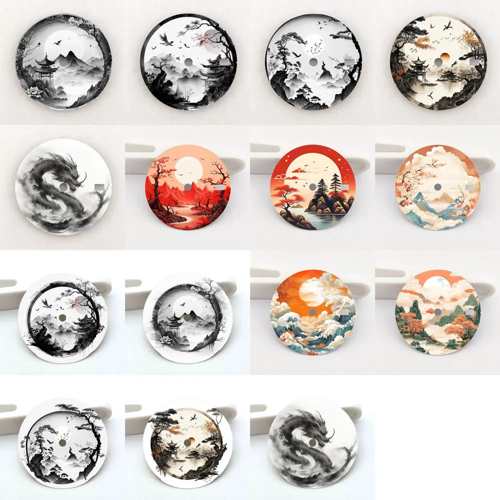 Watch dial 28.5mm NH35 dial  ink-wash painting dial color printing personalized dial suitable for NH35/36 movement