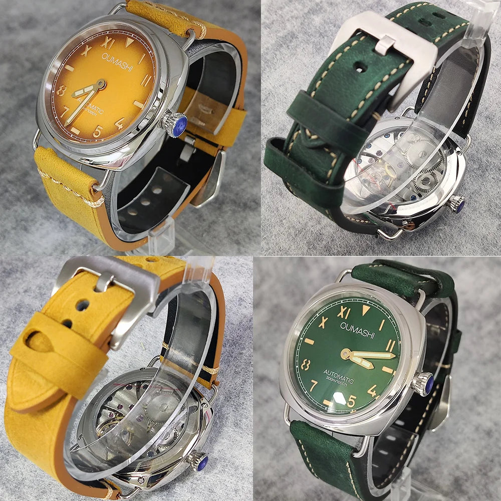 Watches 45mm Men's Manual Mechanical Watch FIT ST3600/eta6497 Movement Retro Style Luminous Mineral Glass 10ATM Water Resistance