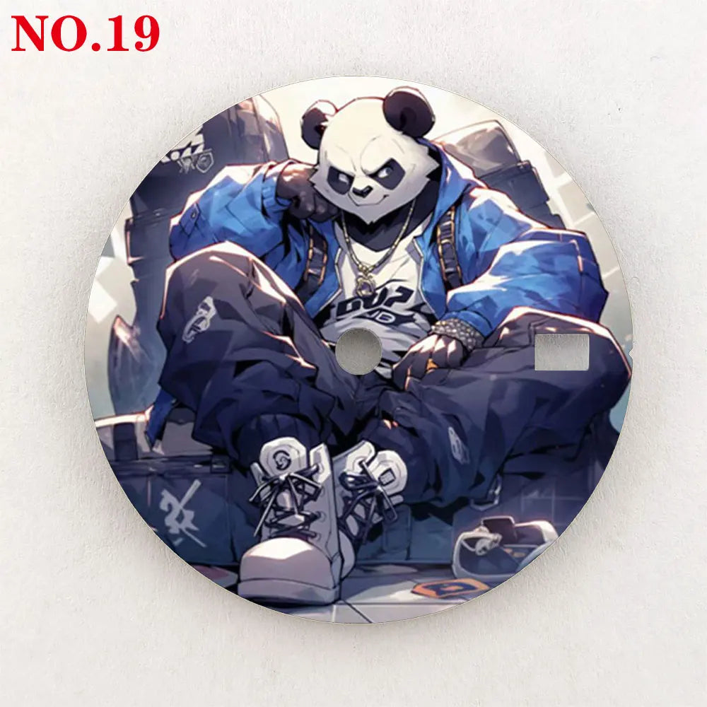 Watch dial 28.5mm NH35 dial custom-made Panda Warrior dial, color printing, watch components are suitable for NH35/36 movement