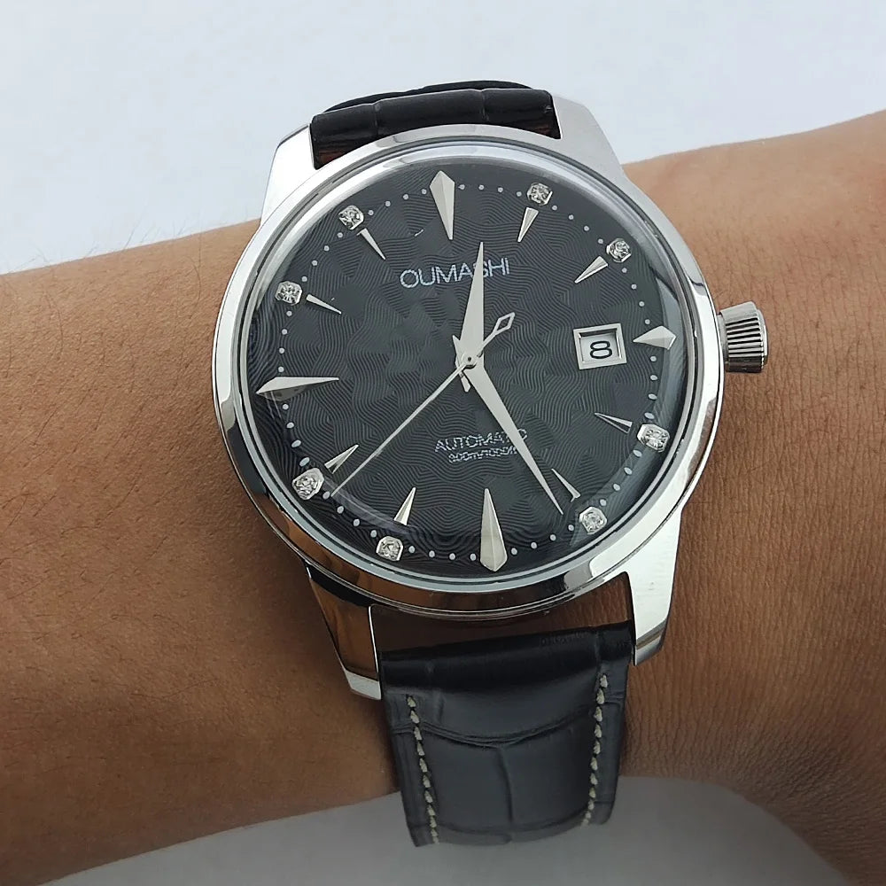40.5mm Men's fashion watch Gemstone Series NH35 Automatic mechanical Men's Watch 10ATM Mineral glass waterproof leather strap