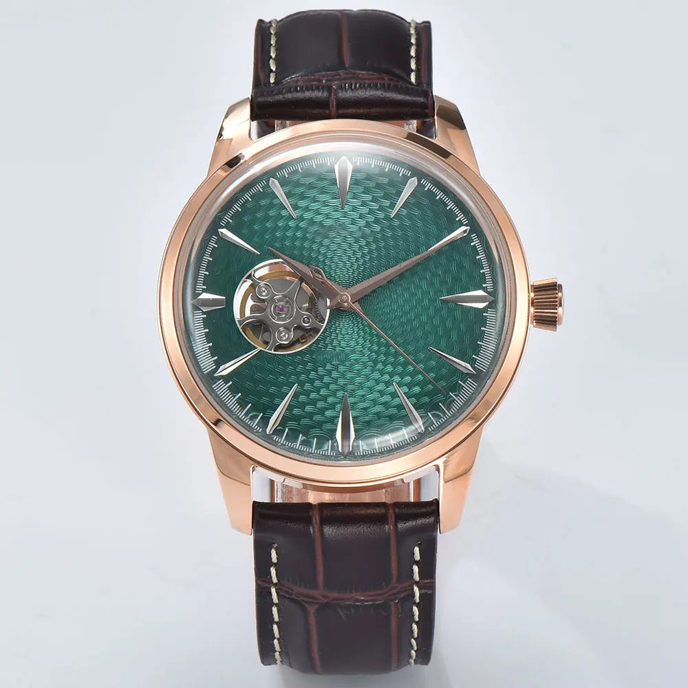 Watch 40.5mm Men's fashion mechanical watch NH38 Skeleton dial design Retro circular case transparent cover men's cocktail watch