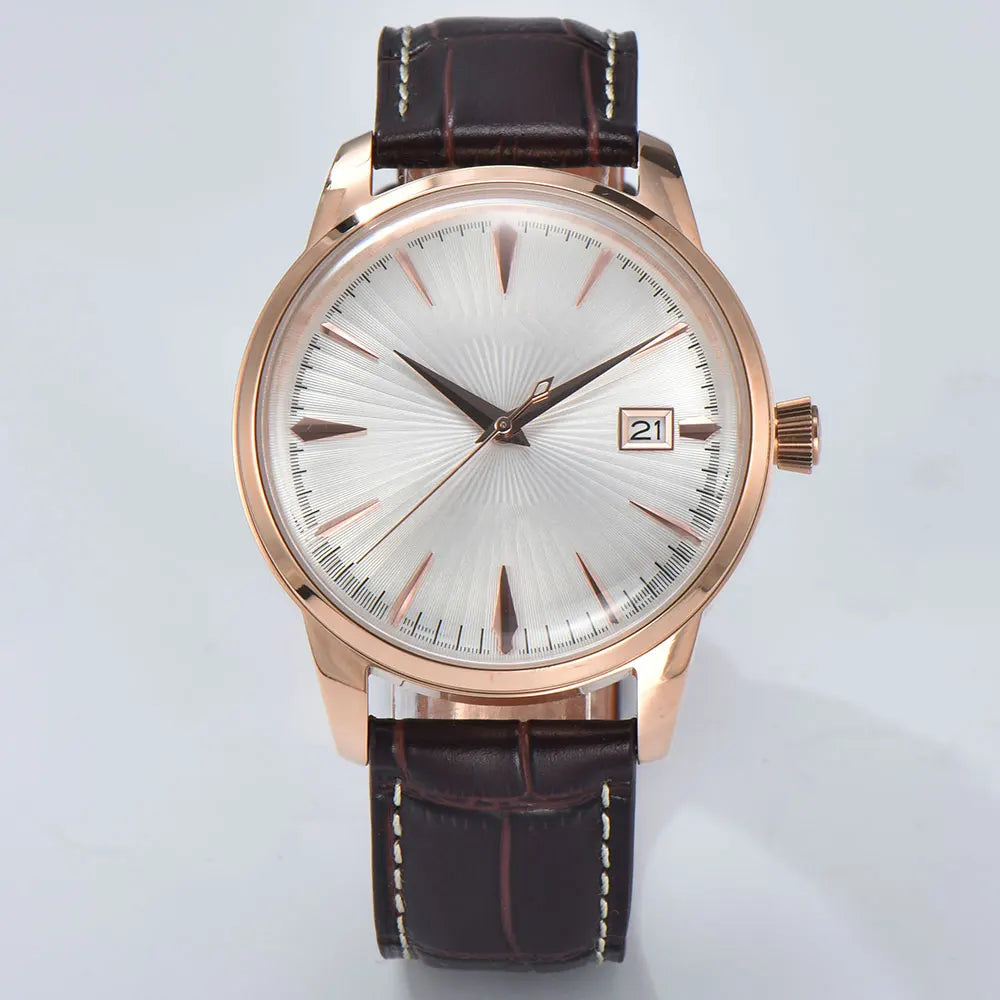 Cocktail watch 40.5mm watch Gemstone Series NH35 Automatic mechanical Men's Watch 10ATM Mineral glass waterproof leather strap