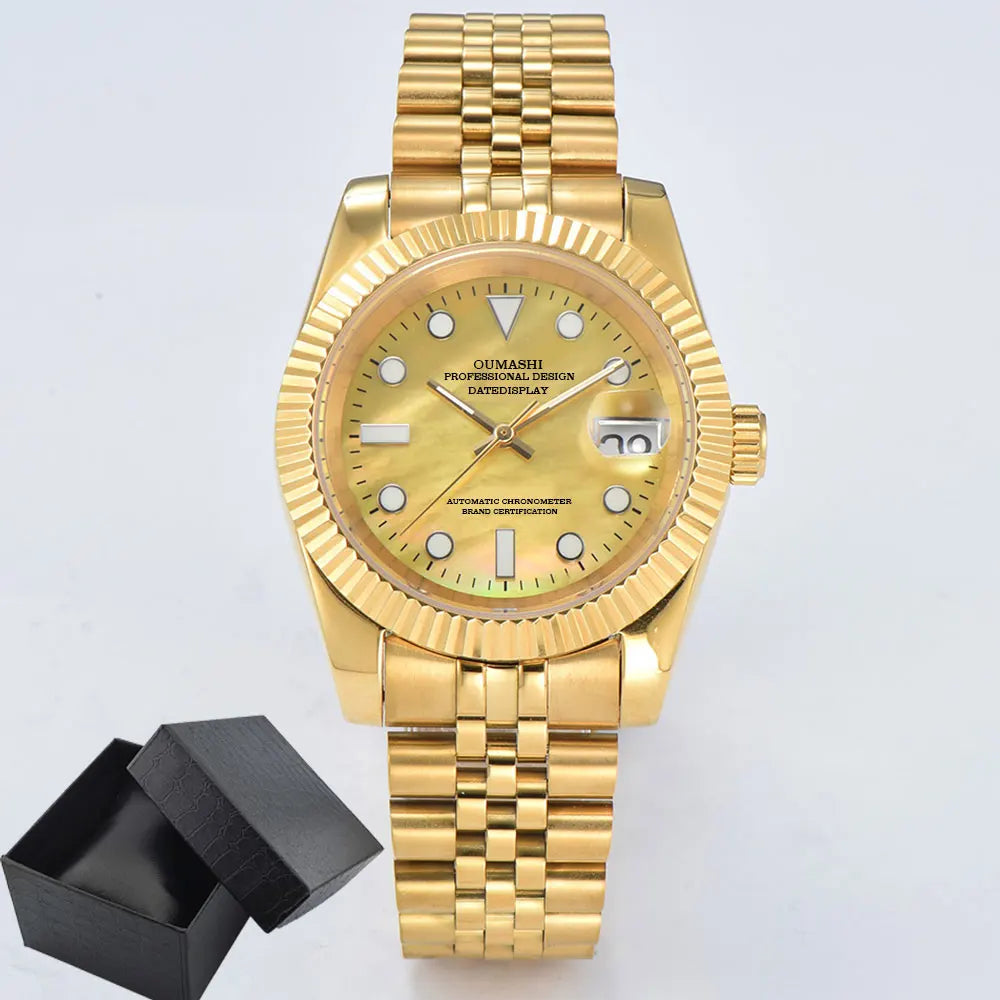 Watches 36mm 39mm NH35 watch Movement Purple Blue Green Gold Mother of Pearl 316 Stainless steel NH35a Mechanical watch for men