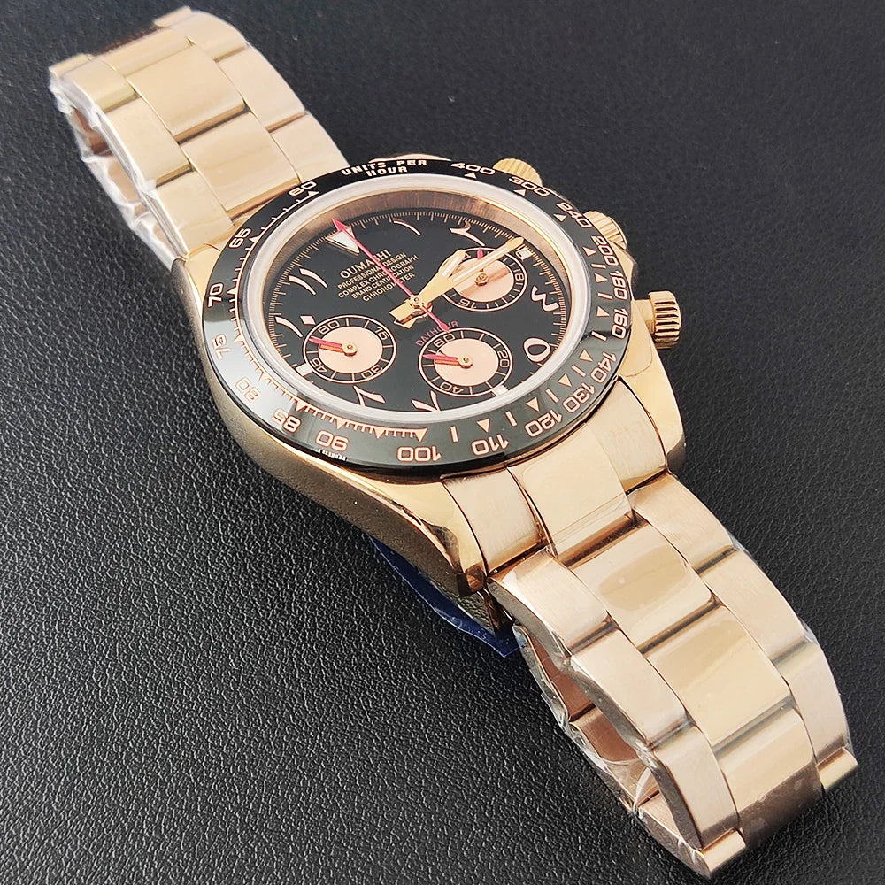 VK63 WATCH 39.3MM Casual Vk63 Quartz Movement Watch Men's waterproof steel case Arabian Dial Chronograph Luminous watch