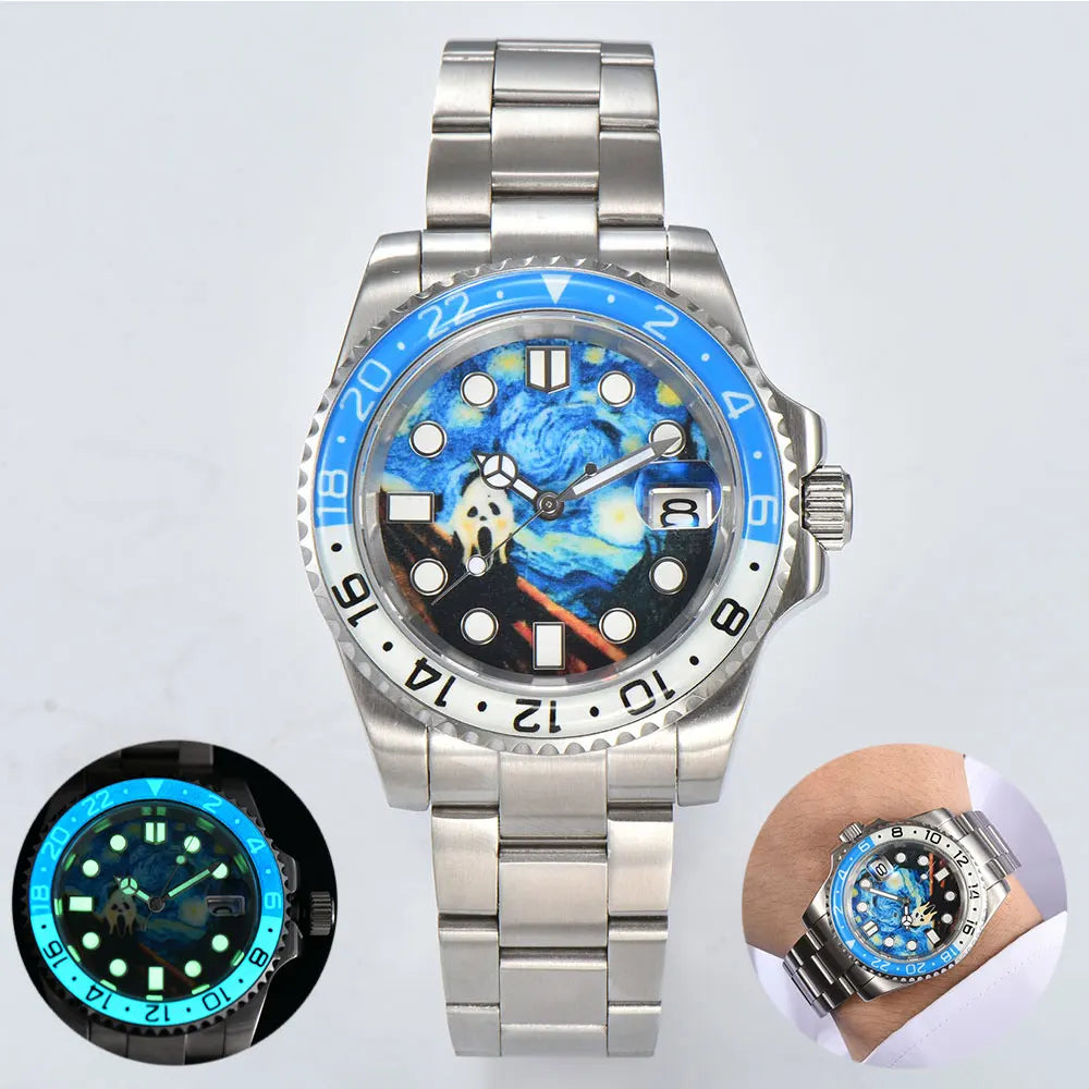 watch 40mm Diver's men NH35A automatic mechanical watch Stainless steel case sapphire glass waterproof 10atm C3 watch