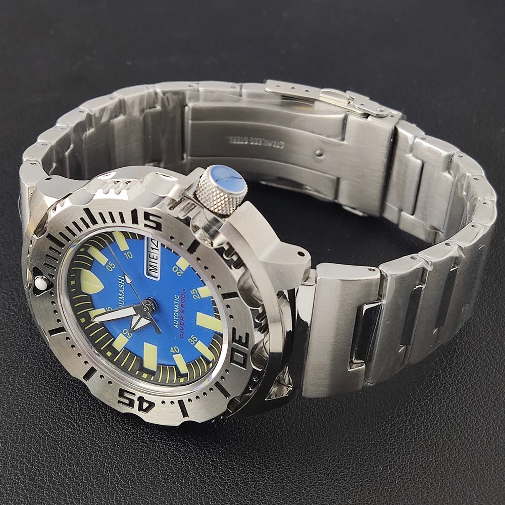 men watch NH36 movement 20ATM waterproof steel watch Men's Red teeth Sea monster automatic mechanical watch sports diving watch