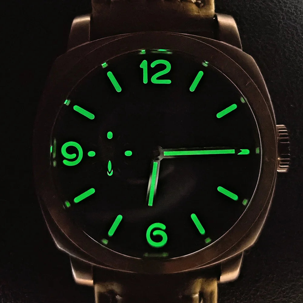 Watch 45mm ST2555 Movement Men's Watch Stainless steel Rose Gold case Vintage Mechanical Watch Mineral glass leather bracelet